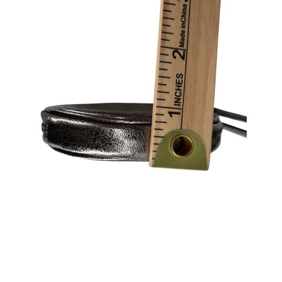 Coach Round Leather Coin Purse Wristlet Silver Metallic Designer - Picture 7 of 9